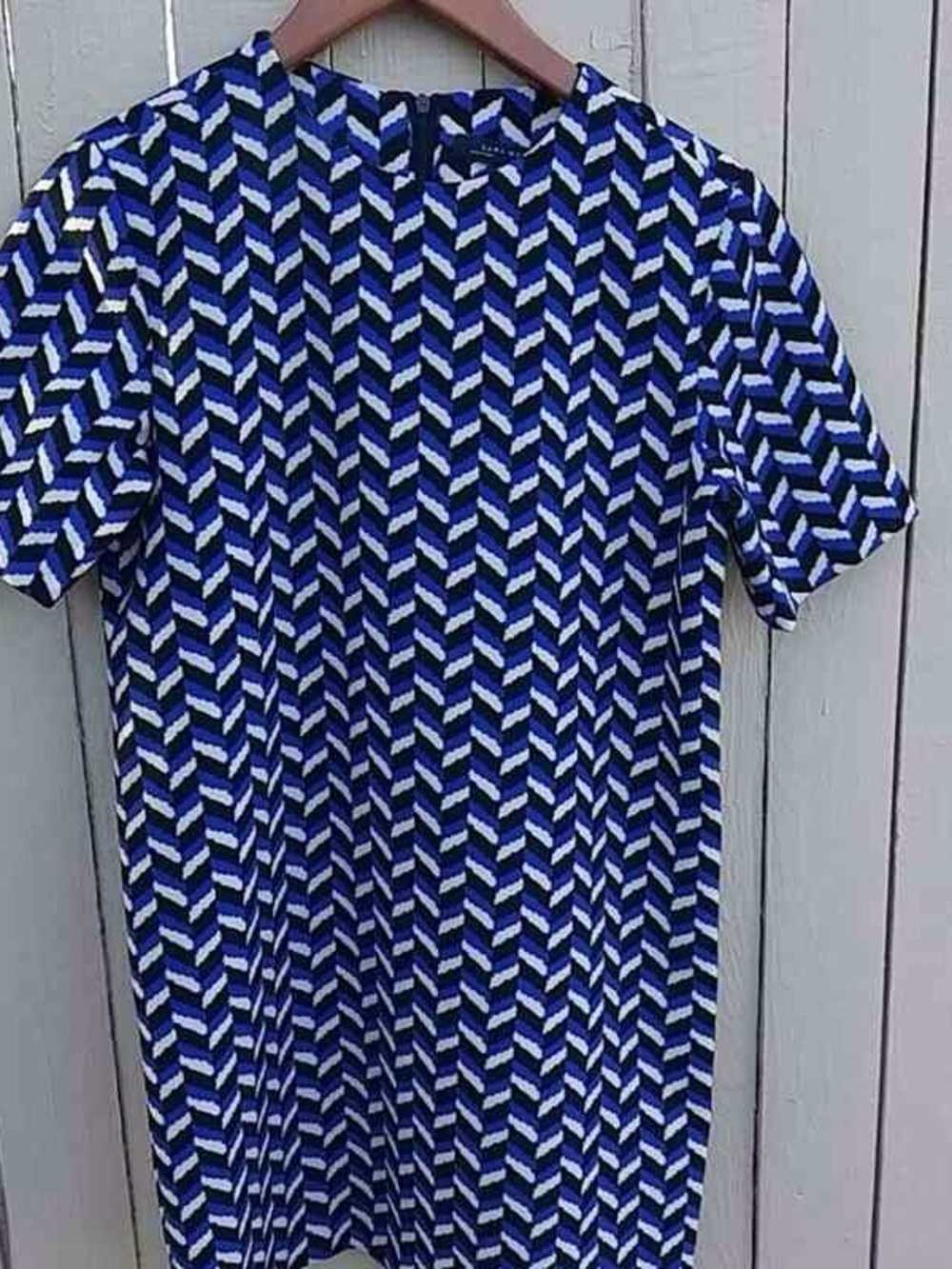 Men's Short-Sleeve Geometric Print Shirt - Blue & White